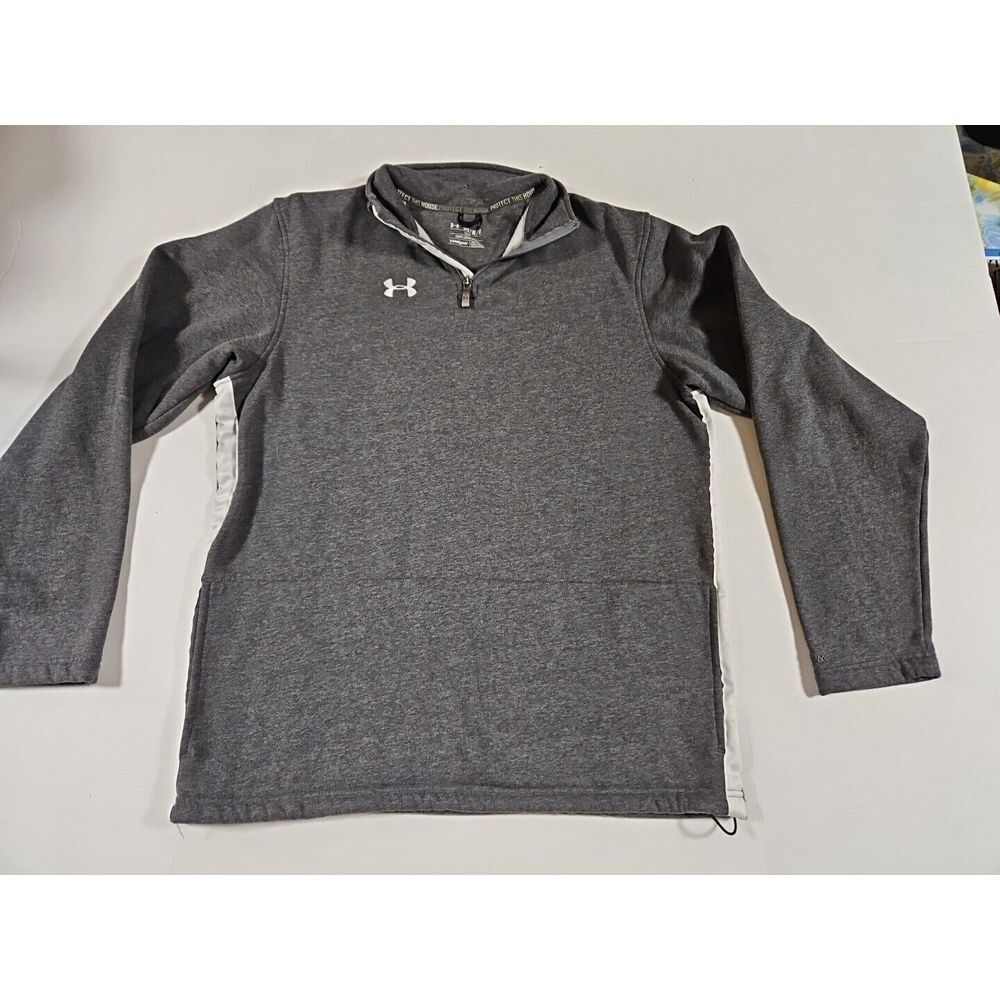 Under Armour Mens Pullover Jacket Coldgear Loose 1/4 Zip  Gray And Whit Size Med